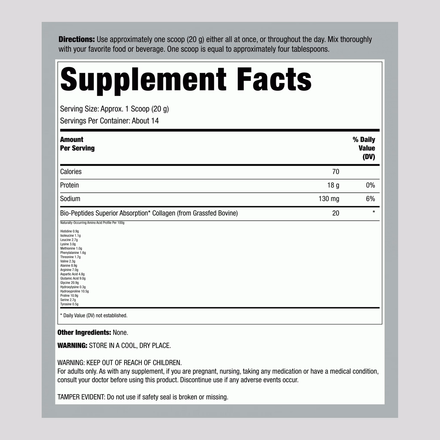 Collagen Bio-Peptides Grassfed, 20 oz (567 g) Powder